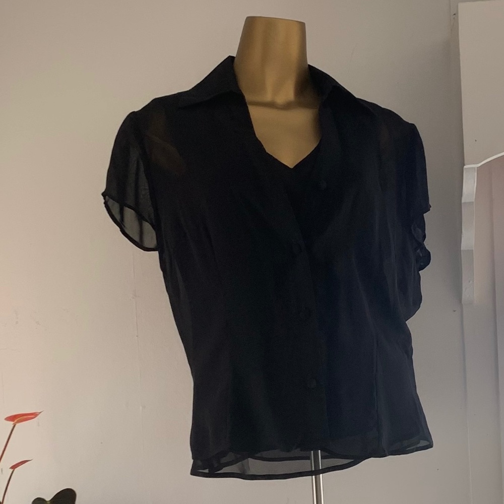 Vintage Lily 2 piece-Tank and Sheer Short Sleeve Blouse (Tank M Blouse L) EUC